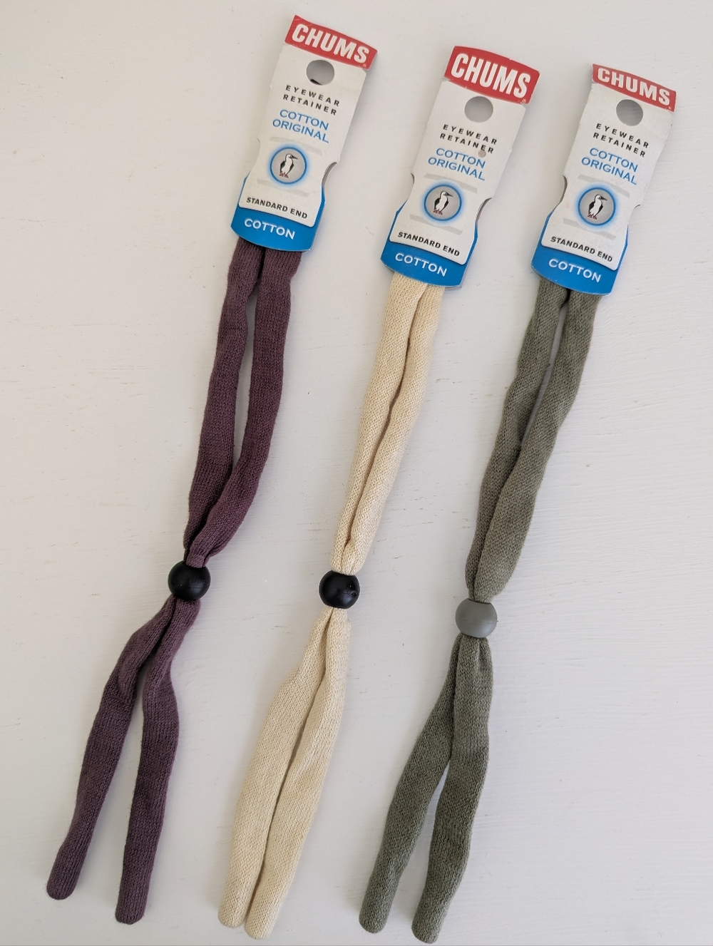 3 x Chums Orignal COTTON Eyeglasses Retainer Earthtone Colors Eyewear NWT BUNDLE
